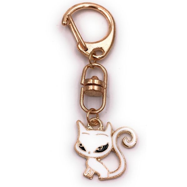 Onwomania Portachiavi Gatto Bianco Gatto Domestico Carino Oro Ciondolo Portachiavi-image