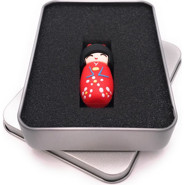 Onwomania Bambola Geishja Matryoshka Rossa Chiavetta Usb In Confezione Regalo In Alluminio 16 Gb Usb 2.0-image