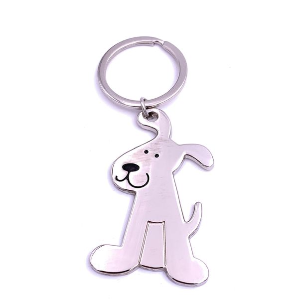 Onwomania Cane Seduto Piatto Pet Keychain Portachiavi In Metallo Argento-image