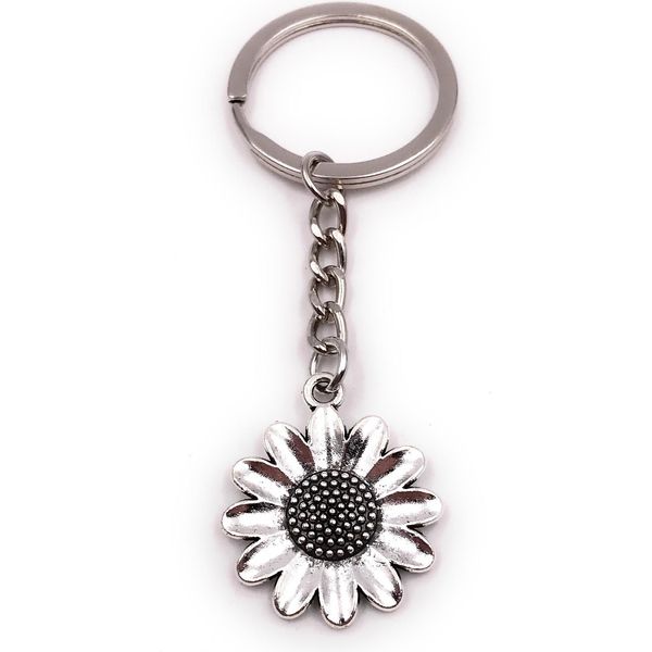 Onwomania Portachiavi Girasole Fiore Pianta Argento Ciondolo Portachiavi-image