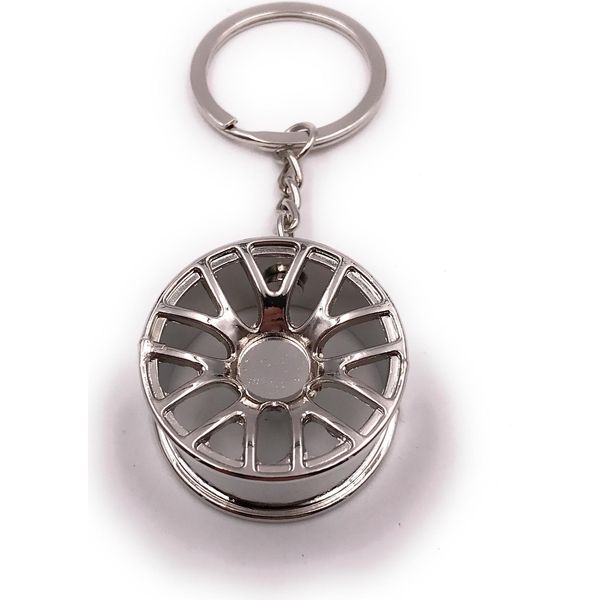 Onwomania Portachiavi Cerchio Auto Pneumatico Tuning Argento Ciondolo Portachiavi-image