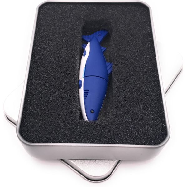Onwomania Squalo Pesce In Blu Chiavetta Usb In Confezione Regalo In Alluminio 8 Gb Usb 2.0-image