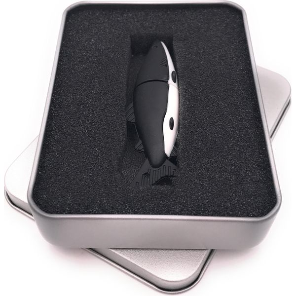 Onwomania Squalo Nero Chiavetta Usb In Confezione Regalo In Alluminio 32 Gb Usb 3.0-image