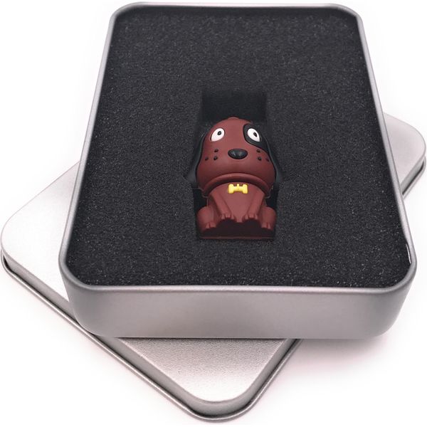 Onwomania Cane Seduto, Simpatica Chiavetta Usb Marrone In Confezione Regalo In Alluminio 8 Gb Usb 3.0-image