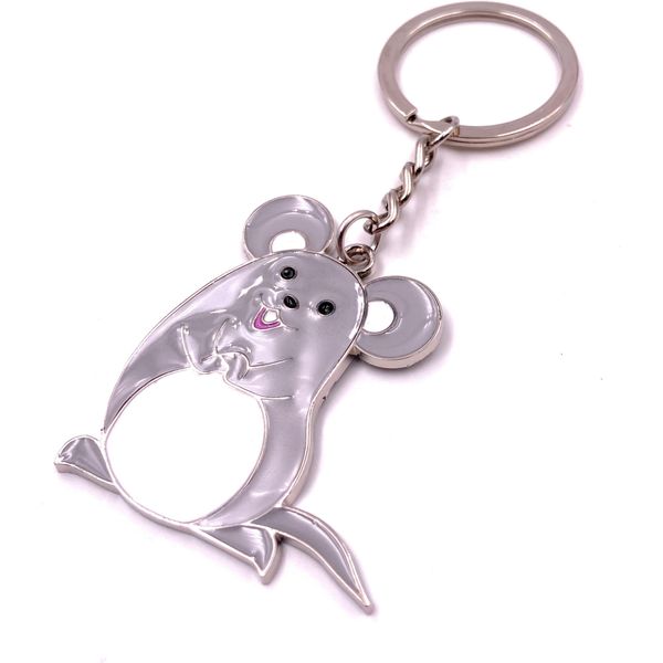 Onwomania Portachiavi Grigio Mouse Spesso Carino Argento Ciondolo Portachiavi-image
