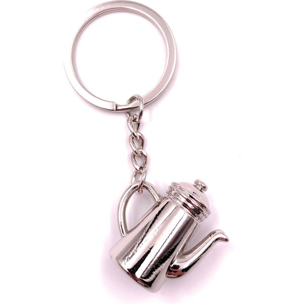 Onwomania Anello Chiave Caraffa Teiera Caffettiera Argento Ciondolo Portachiavi-image