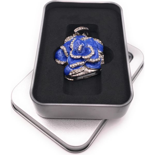 Onwomania Rose Flower Of Love Blu Chiavetta Usb In Confezione Regalo In Alluminio 8 Gb Usb 2.0-image
