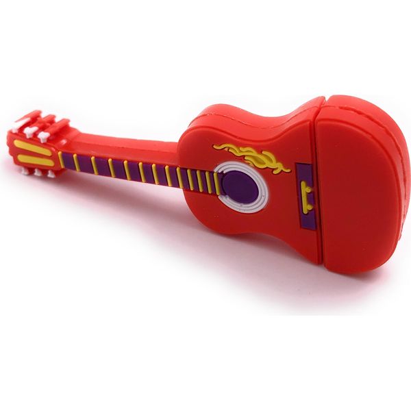 Onlineworld2013 Chitarra Rosso Pvc Strumento Musicale Divertente Chiavetta Usb 64 Gb Usb 3.0-image