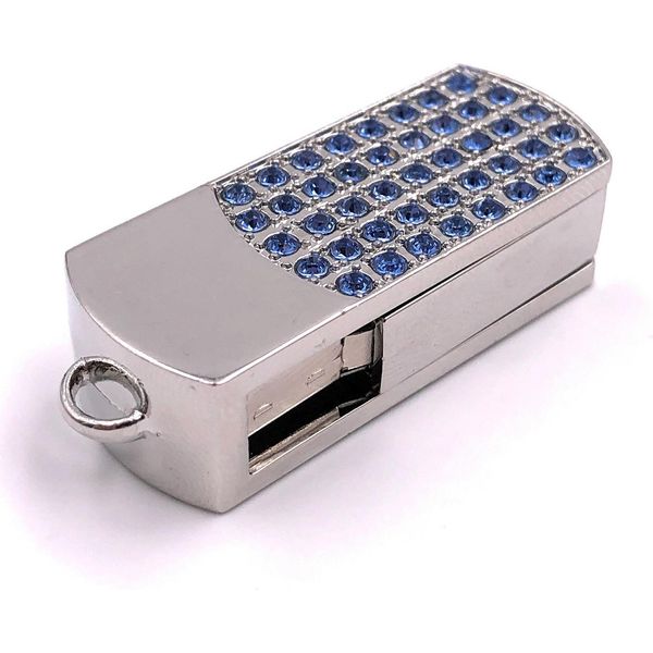 Onwomania Scatola In Metallo Con Pietre Blu Argento Divertente Chiavetta Usb 64 Gb Usb 2.0-image