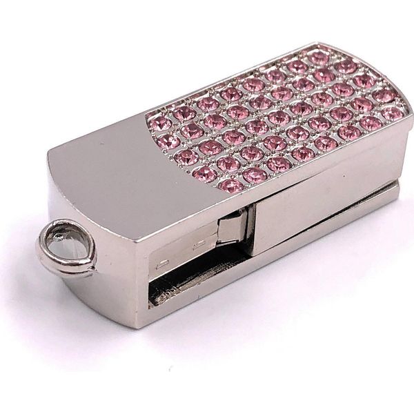 Onwomania Scatola Di Metallo Con Pietre Rosa Argento Divertente Chiavetta Usb 8 Gb Usb 2.0-image