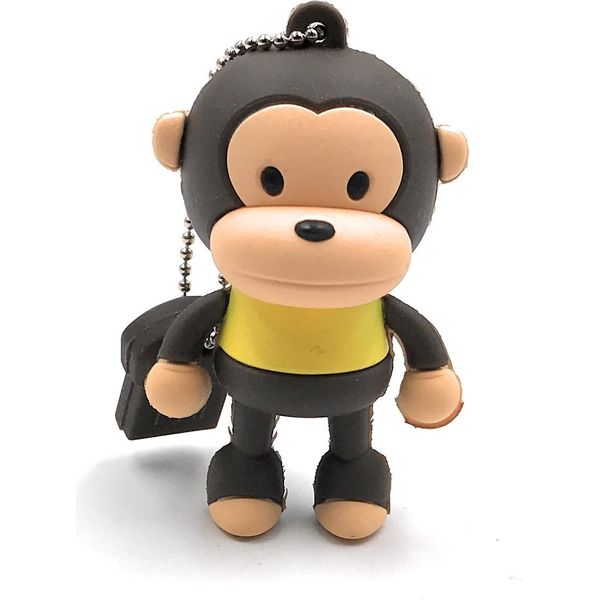 Onlineworld2013 Scimmia In Piedi Camicia Gialla Animale Marrone Divertente Chiavetta Usb 64 Gb Usb 3.0-image