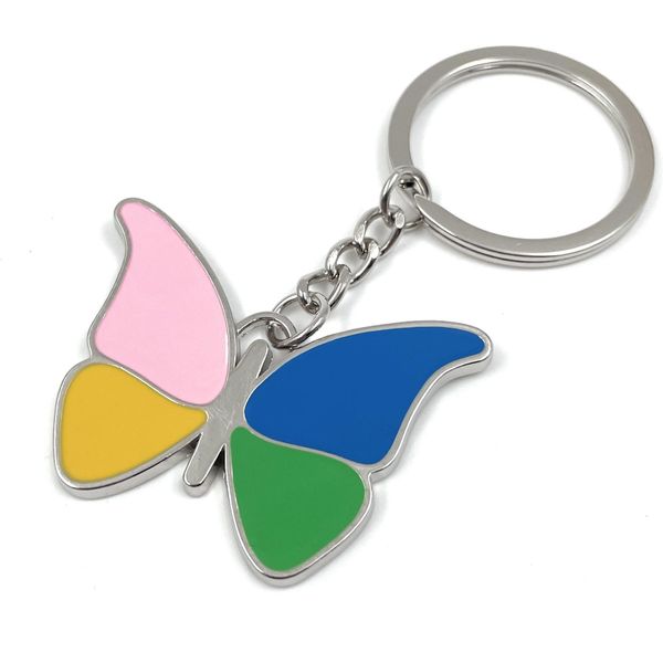 Onwomania Farfalla Colorata Portachiavi In Metallo Portafortuna In Scatola Regalo In Alluminio, Ideale Come Regalo-image