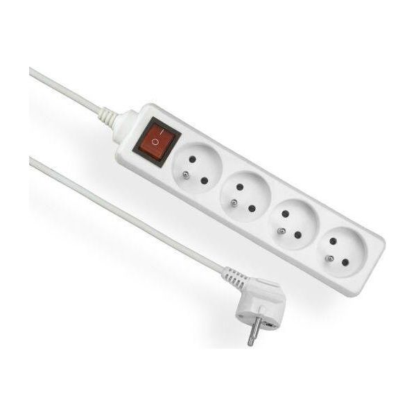 Cavo Di Prolunga Con Messa A Terra E Interruttore, Bianco, 4 Prese, 5M Omy 3X1 Elgotech EPS-405W-image