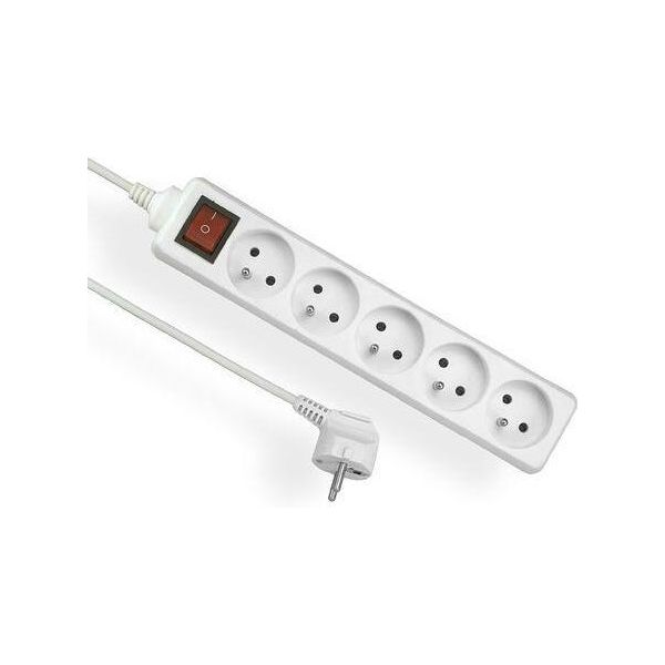 Cavo Di Prolunga Con Messa A Terra E Interruttore, Bianco, A 5 Vie, Con/Senza 1,5 M Omy 3X1 Elgotech EPS-503W-image