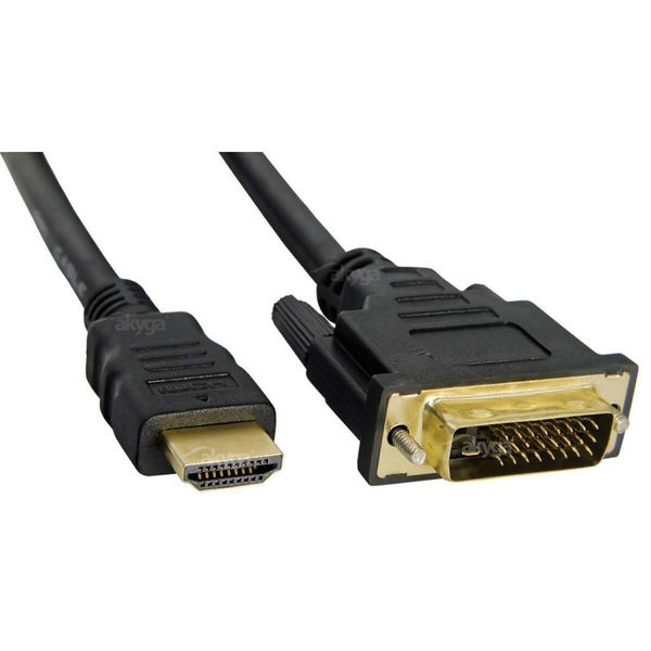 Akyga AK-AV-11 Adattatore Cavo Video 1,8 M Hdmi Tipo A (Standard) DVI-D Nero - Adattatore Cavo Video (1,8 M, Hdmi Tipo A (Standard), DVI-D, Spina, Spina, Oro)-image