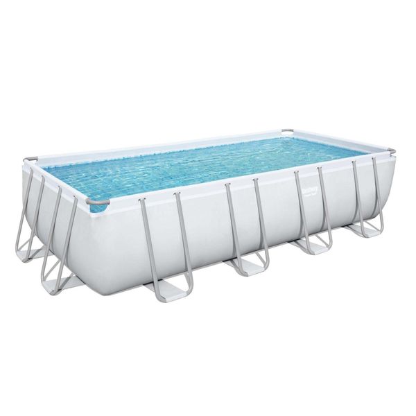Bestway® Power Steel™ Frame Set Completo Di Piscina Con Pompa Filtro 549 X 274 X 122 Cm, Grigio Chiaro, Rettangolare-image