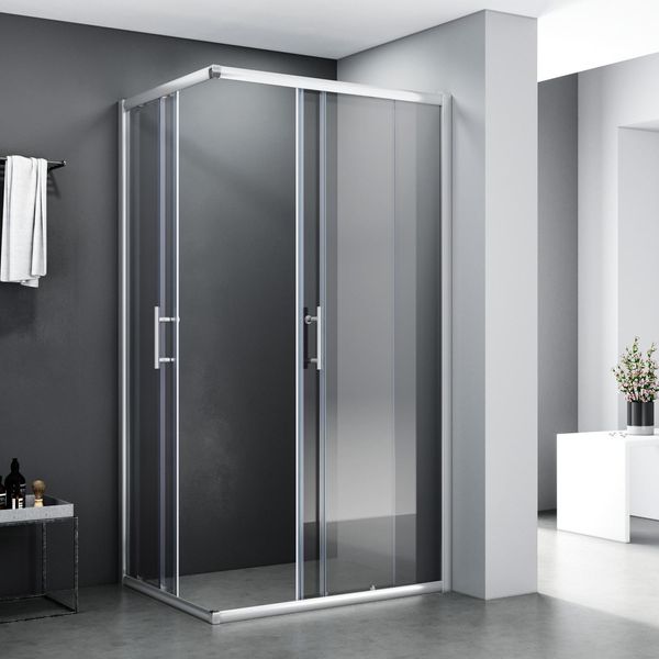 Cabina Doccia Angolare 90X70X195Cm Cabina Doccia A Doppia Porta Scorrevole In Vetro Temperato Di Sicurezza Da 5 Mm-image
