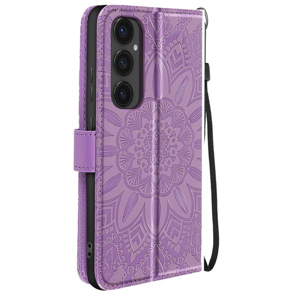 Avizar, Samsung Galaxy S24 Fe Mandala Custodia Portafoglio Cinturino Mano, Viola-image