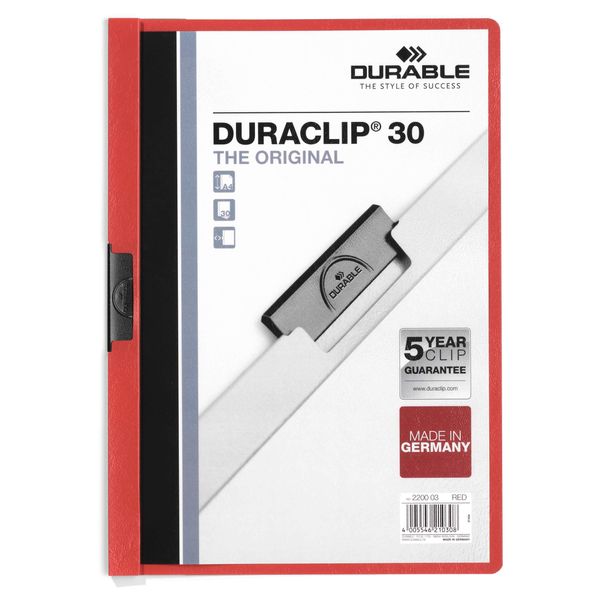 Durable Cartellina Con Clip Duraclip® 30 A4, Rosso, 220003-image