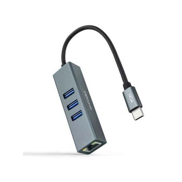 Hub Usb Tipo-C Nanocable 10.03.0408/ 3Xusb/ 1Xrj45/ Grigio-image
