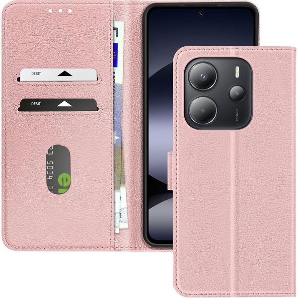 Avizar, Custodia In Ecopelle Con Funzione Di Supporto Xiaomi Redmi Note 14 4G, Oro Rosa-image