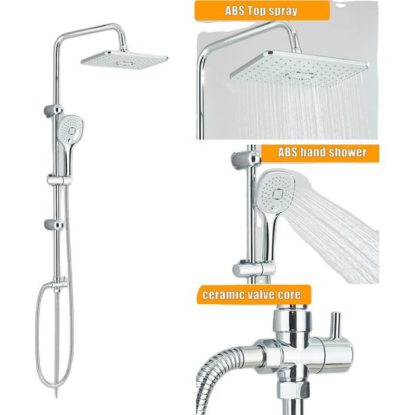 Miscelatore Per Doccia Da Bagno, Doccia A Pioggia, Design Contemporaneo, Cromo-image