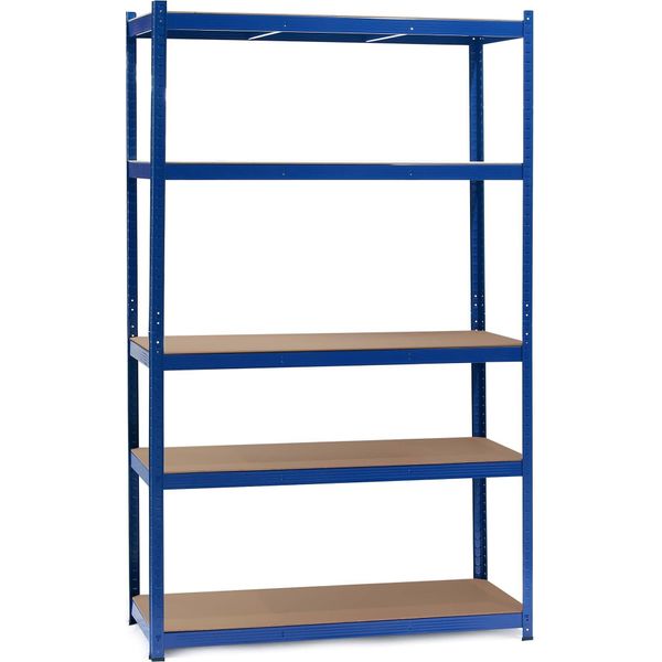 Scaffalatura Per Carichi Pesanti Wiltec 120X60X204Cm, 200Kg/Livello, Scaffale Senza Bulloni Blu, Scaffale Di Carico Con 5 Ripiani, Scaffale Per Officina-image