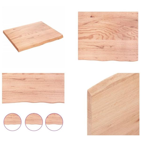 Vidaxl Mensola A Muro Marrone Chiaro 60X50X2 Cm In Legno Massiccio Trattato Con Rovere - Mensola A Muro - Mensola Portaoggetti - Mensola Galleggiante-image
