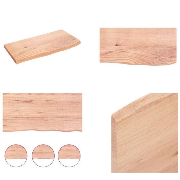 Vidaxl Mensola A Muro Marrone Chiaro 60X30X2 Cm In Legno Massiccio Trattato Con Rovere - Mensola A Muro - Mensola Portaoggetti - Mensola Galleggiante-image