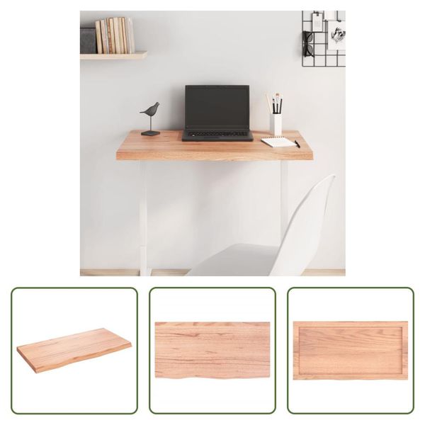The Living Store Piano Del Tavolo Marrone Chiaro 80X40X(2-4) Cm In Legno Massiccio Di Rovere Trattato-image