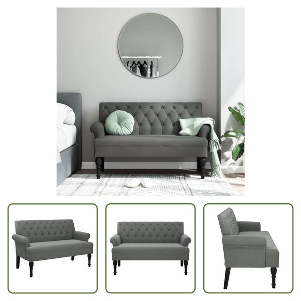The Living Store Panca Con Schienale Grigio Scuro 120X62X75,5 Cm In Tessuto-image