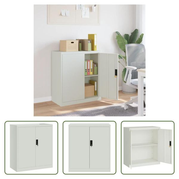 The Living Store Armadio Per Archiviazione Grigio Chiaro 79X40X90 Cm In Acciaio-image