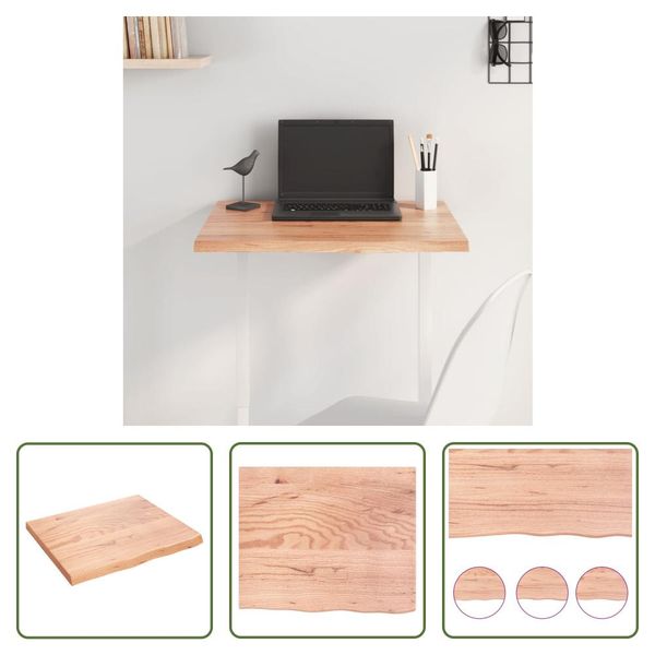 The Living Store Piano Del Tavolo Marrone Chiaro 60X50X2 Cm In Legno Massiccio Di Rovere Trattato-image