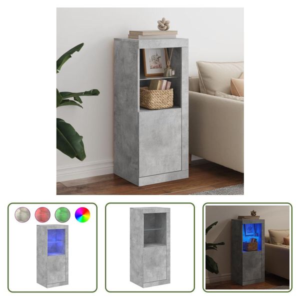 The Living Store Credenza Con Luci Led Grigio Cemento 41X37X100 Cm-image