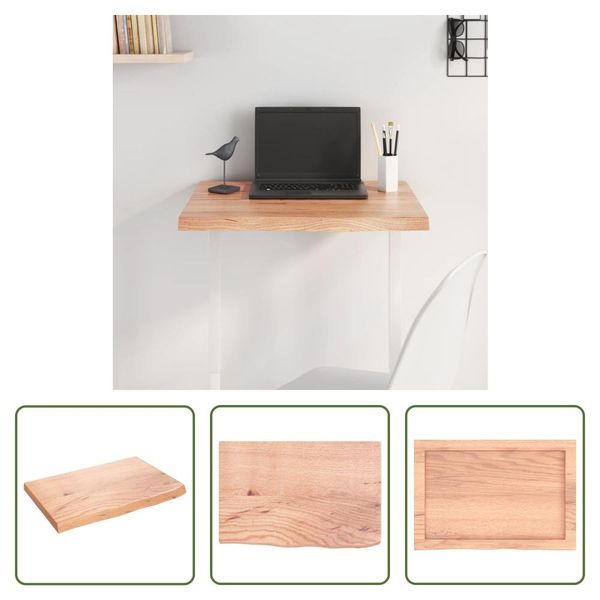 The Living Store Piano Del Tavolo Marrone Chiaro 60X40X(2-4) Cm In Legno Massiccio Di Rovere Trattato-image