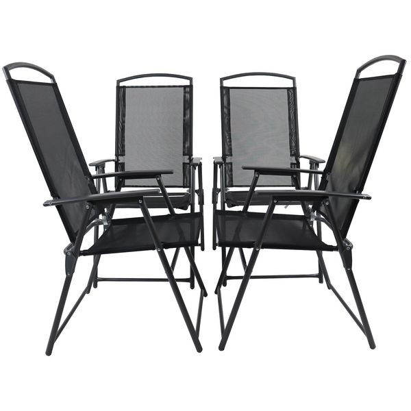 Vcm 4Er Set Gartenstuhl / Stuhl-MaßE Ca. H. 105 X B. 61 X T. 56 Cm / Hochlehner / Gespanntes Netzgewebe Garantiert Bequemes Sitzen / Metall Alu Hochlehner Balkonstuhl Garlos-image