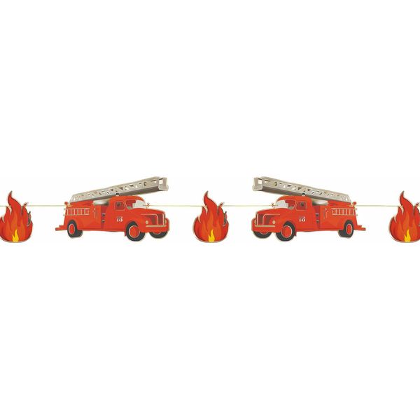 Ghirlanda Dei Vigili Del Fuoco Decorazione Per Sala Feste Per Bambini Rosso-Nero 3 M - Taglia Unica-image