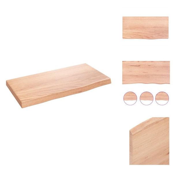 Vidaxl Mensola A Muro Marrone Chiaro 40X20X2 Cm In Legno Massiccio Trattato Con Rovere - Mensole A Muro-image