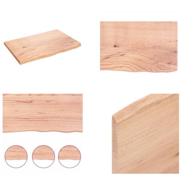 Vidaxl Mensola A Muro Marrone Chiaro 60X40X2 Cm In Legno Massiccio Trattato Con Rovere - Mensola A Muro - Mensola Portaoggetti - Mensola Galleggiante-image