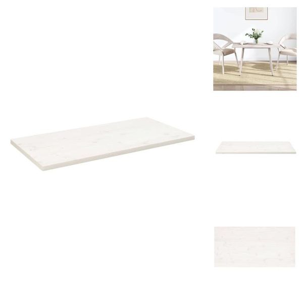 Vidaxl Piano Da Tavolo Bianco 110X55X2,5 Cm In Legno Massiccio Di Pino Rettangolare - Piani Da Tavolo-image