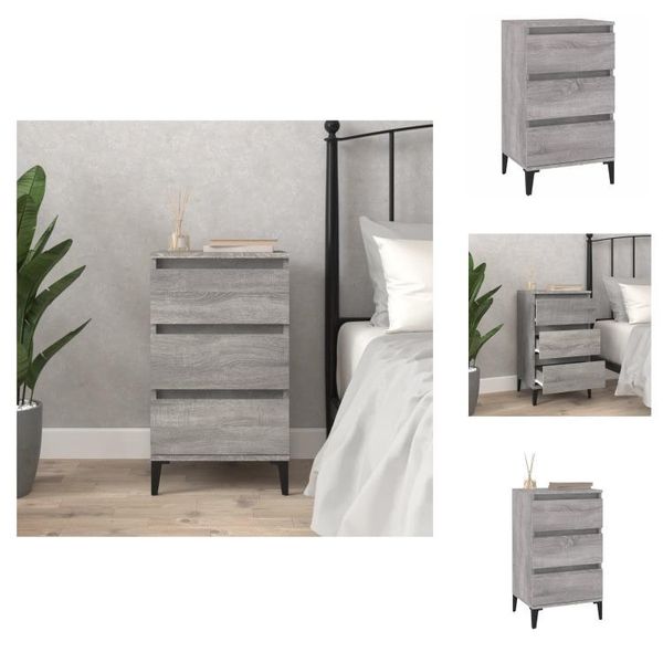 Vidaxl Comodino Grigio Sonoma 40X35X70 Cm Materiale A Base Di Legno - Comodini-image