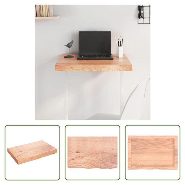 The Living Store Piano Del Tavolo Marrone Chiaro 60X40X(2-6) Cm In Legno Massiccio Di Rovere Trattato-image