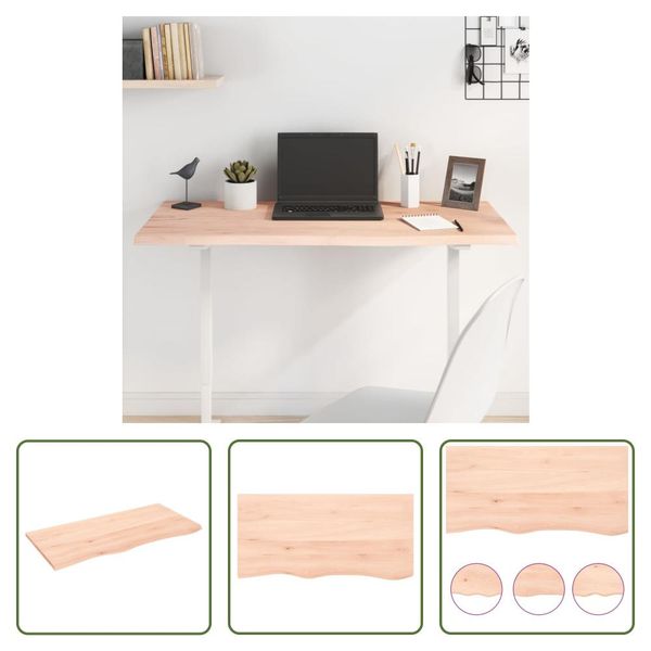 The Living Store Piano Del Tavolo 100X50X2 Cm In Rovere Massiccio Non Trattato-image