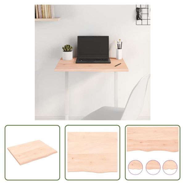 The Living Store Piano Del Tavolo 60X50X2 Cm In Rovere Massiccio Non Trattato-image