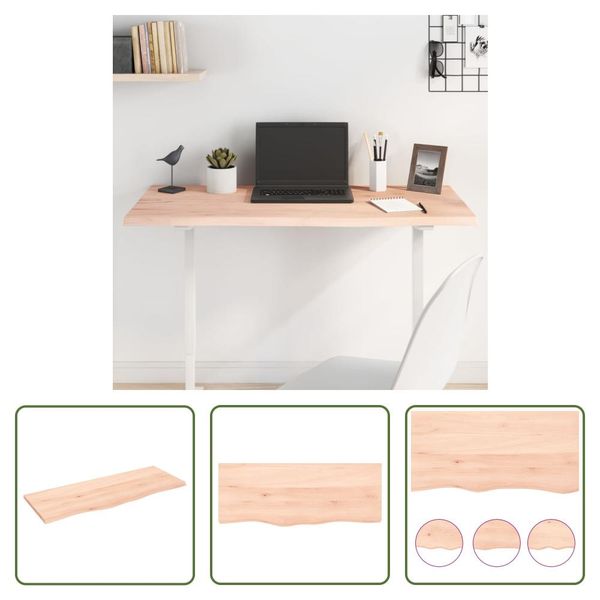 The Living Store Piano Del Tavolo 100X40X2 Cm In Rovere Massiccio Non Trattato-image