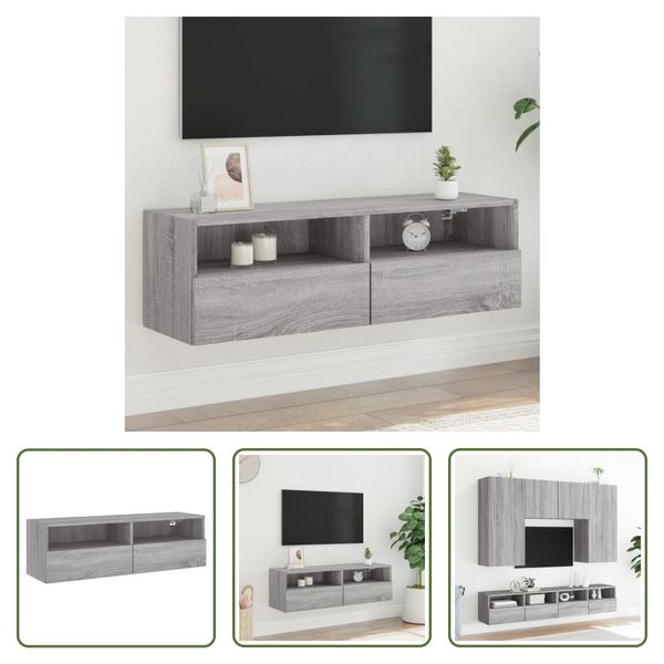 The Living Store Parete Tv Grey Sonoma 100X30X30 Cm Materiale A Base Di Legno-image
