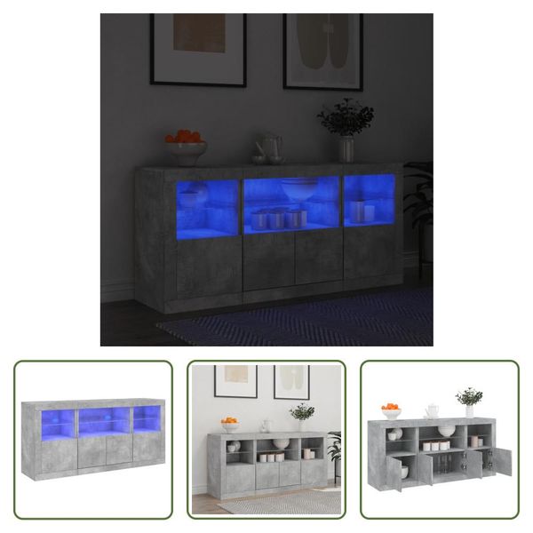 The Living Store Credenza Con Luci Led Grigio Cemento 142,5X37X67 Cm-image