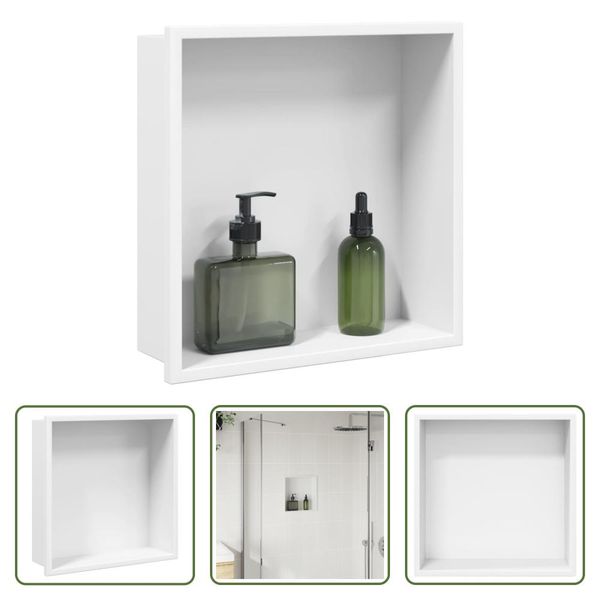 The Living Store Piatto Doccia Bianco Opaco 32X32X9 Cm In Acciaio Inox-image