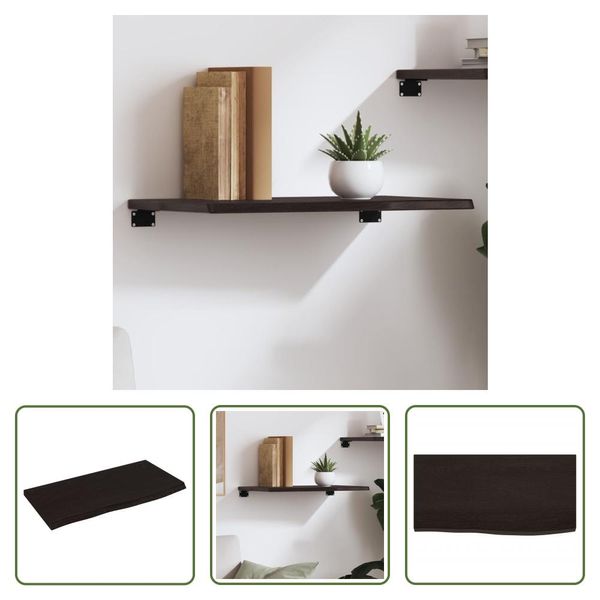 The Living Store Mensola A Muro Marrone Scuro 60X30X2 Cm In Legno Massiccio Trattato Con Rovere-image