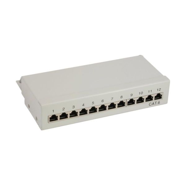 Inline® Patchfeld Cat.6, 12-Fach, Tisch-/Wandmontage, Lichtgrau, RAL7035 (76209)-image